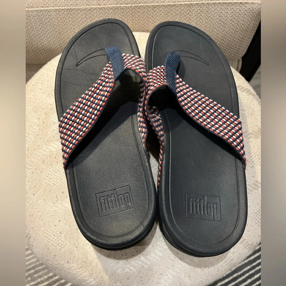 Fitflops with red white and blue strap size 10 - Picture 3 of 8